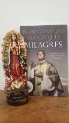 kit Imagem Nossa Senhora Guadalupe em Gesso + Livro Padre Reginaldo Manzotti 